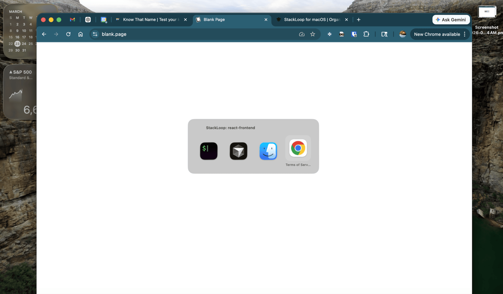 StackLoop overlay showing the current stack windows for quick switching